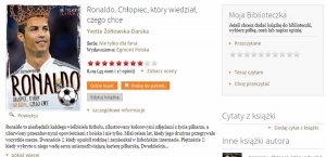 Zrzut ekranu z : http://lubimyczytac.pl/ksiazka/255031/ronaldo-chlopiec-ktory-wiedzial-czego-chce